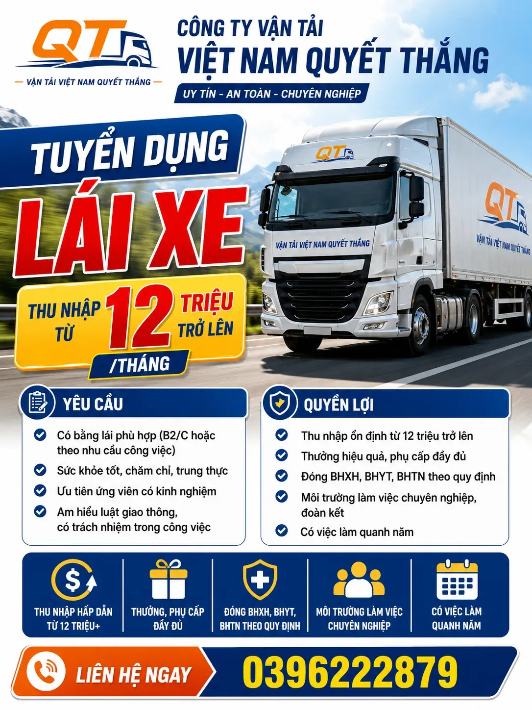 THÔNG BÁO TUYỂN DỤNG VỊ TRÍ LÁI XE