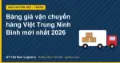 Bảng giá vận chuyển hàng Việt Trung Ninh Bình mới nhất 2026